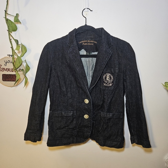 Y2K Ralph Lauren Dark Denim Blazer - Picture 5 of 7